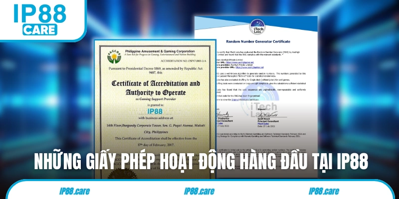 Những giấy phép hoạt động hàng đầu tại IP88